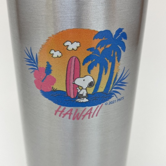 Snoopy Hawaii bottle with screw cap NWT! Silver with Snoopy surfboard design - Picture 12 of 13